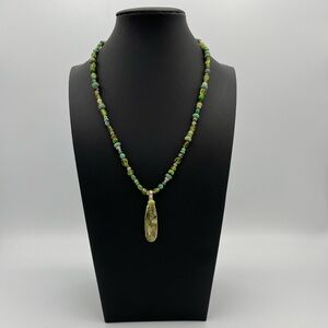 Handmade Rainforest Jasper & Verified 925 Sterling Silver Artisan Bead Necklace